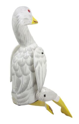 Ebros Gift Balinese Wood Handicrafts "Bebek Wayang" White Duck Puppet Toy Figurine 14"H