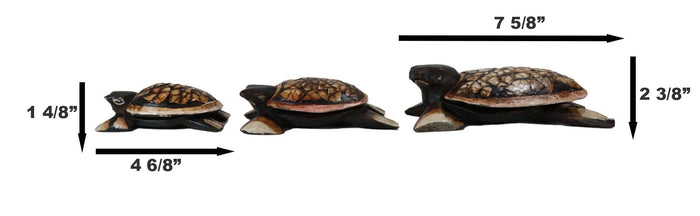 Ebros Gift Balinese Wood Handicrafts Sea Turtle Tortoise Family Ashtray Box Figurine Set