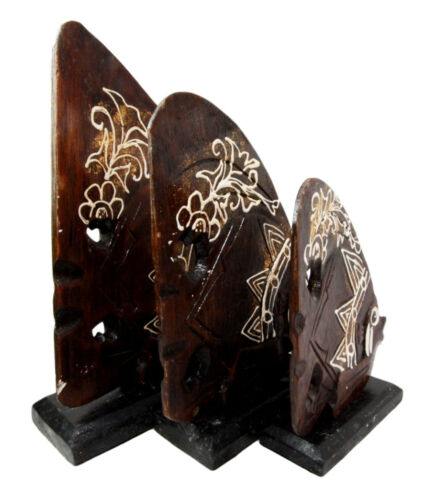 Ebros Gift Balinese Wood Handicrafts Tropical Crown Angel Fish Family Set Of 3 Figurines