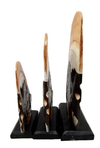 Ebros Gift Balinese Wood Handicrafts Tropical Solar Angel Fish Family Set Of 3 Figurines