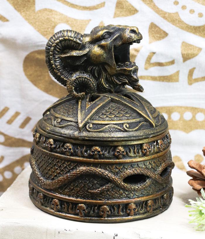 ebros gift Baphomet Backflow Incense Cone Burner Trinket Jewelry Box
