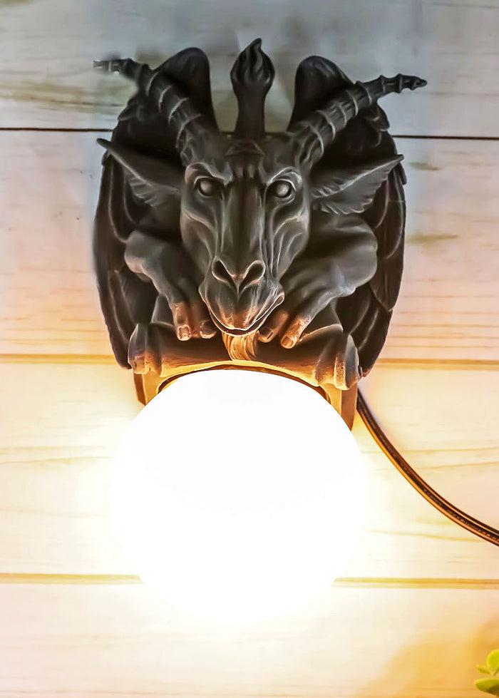 Ebros Gift Baphomet Sabbatic Goat Pentagram Sigil Gargoyle Small Wall Sconce Lamp