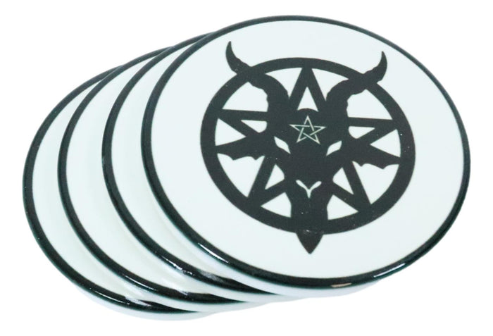 Ebros Gift Baphomet Sigil Pentagram Ceramic Coaster Set Of 4 Tiles With Cork Backing