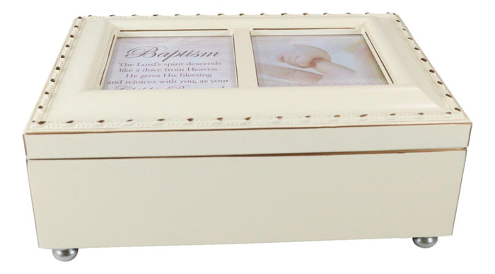 Ebros Gift Baptism The Lord's Spirit Descends Like A Dove Matte Cream Musical Trinket Box
