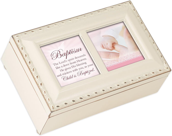 ebros gift Baptism The Lord's Spirit Descends Like A Dove Matte Cream Musical Trinket Box