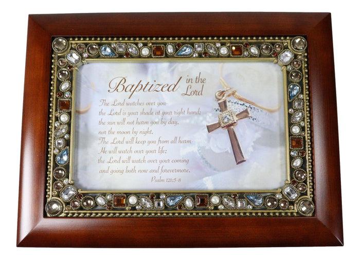Ebros Gift Baptized In The Lord Baptism Sacrament Burlwood Gemstones Musical Trinket Box