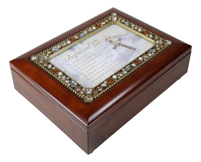 Ebros Gift Baptized In The Lord Baptism Sacrament Burlwood Gemstones Musical Trinket Box