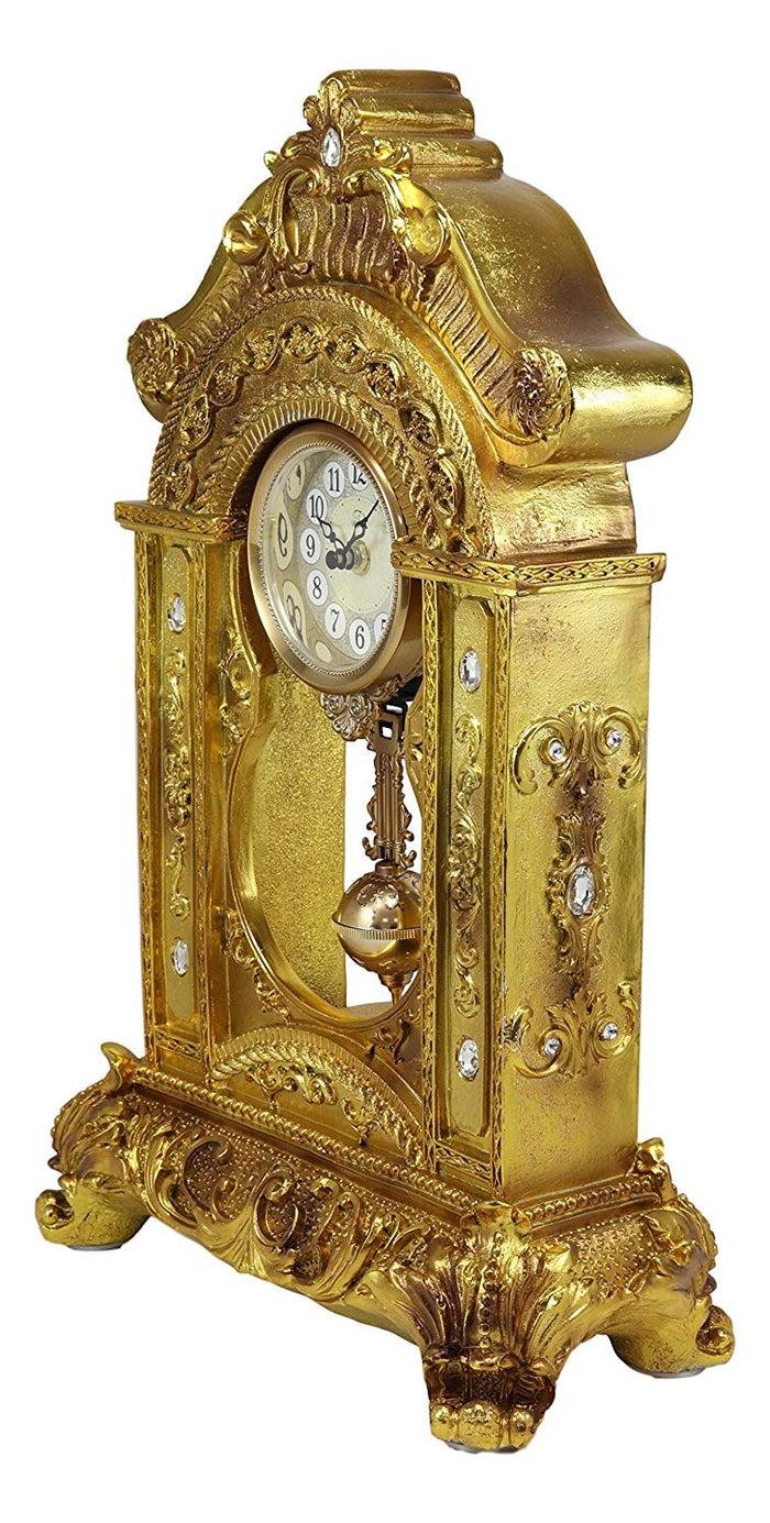 Ebros Gift Baroque Rococo Vintage Gold Design Floral Vine Garland Analog Quartz Table Clock