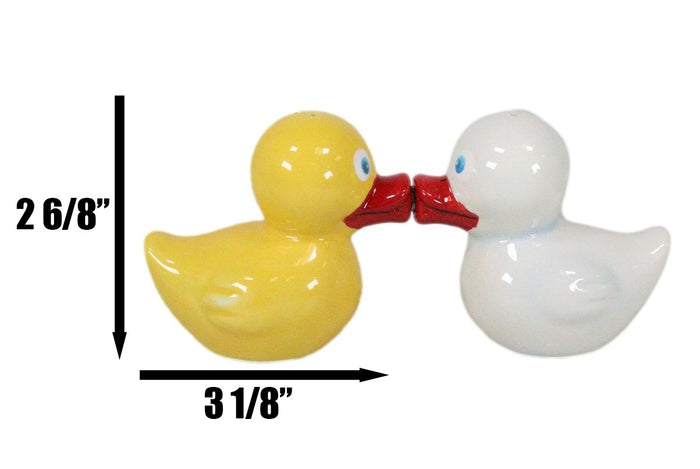 Ebros Gift Bath Tub Themed Duckies White Yellow Ducks Kissing Salt & Pepper Shakers Set
