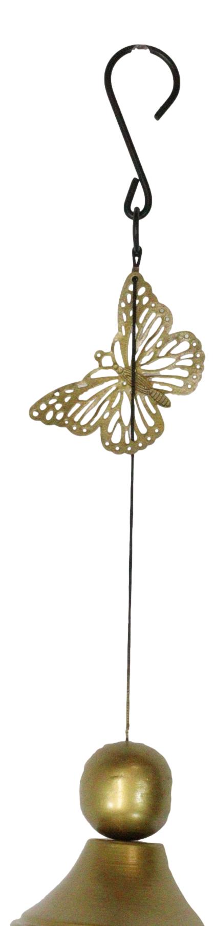 Ebros Gift Beautiful Cottage Garden Carved Butterfly Canopy Metal Wind Chime Hanging Mobile