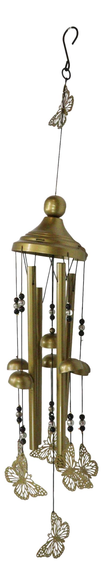 Ebros Gift Beautiful Cottage Garden Carved Butterfly Canopy Metal Wind Chime Hanging Mobile