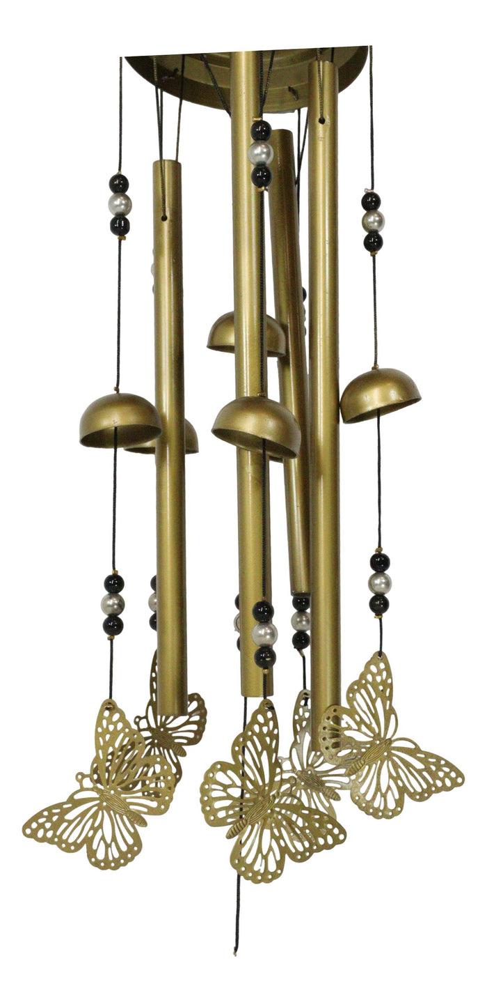Ebros Gift Beautiful Cottage Garden Carved Butterfly Canopy Metal Wind Chime Hanging Mobile