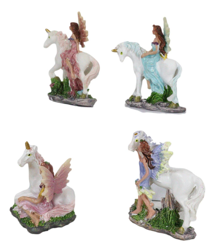 Ebros Gift Beautiful Fairy Damsel With Legendary Unicorn Miniature Figurine Collectible Set