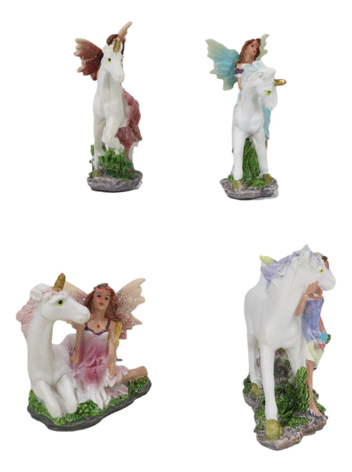 Ebros Gift Beautiful Fairy Damsel With Legendary Unicorn Miniature Figurine Collectible Set