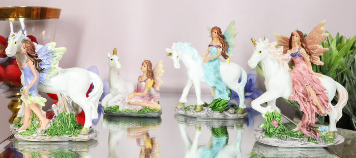 ebros gift Beautiful Fairy Damsel With Legendary Unicorn Miniature Figurine Collectible Set