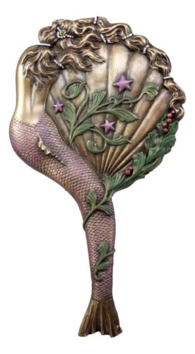 Ebros Gift Beautiful Lady Aurora Sleeping Mermaid Hand Mirror Figurine Art Nouveau Decor
