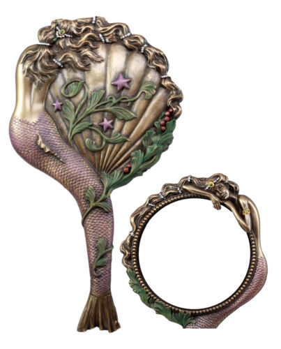 ebros gift Beautiful Lady Aurora Sleeping Mermaid Hand Mirror Figurine Art Nouveau Decor