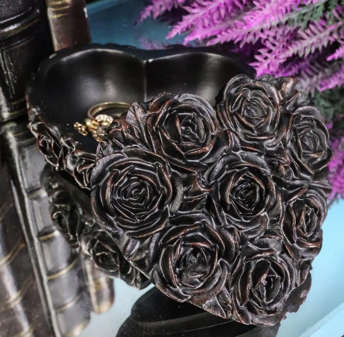 ebros gift Beauty From Ashes Dark Romance Gothic Black Roses Heart Decorative Jewelry Box