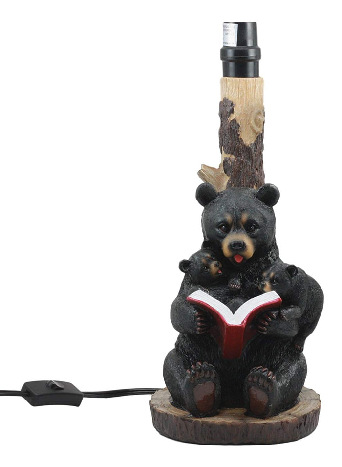 Ebros Gift Bedtime Story Mama Bear Reading To Baby Bears Table Lamp With Printed Paw Shade