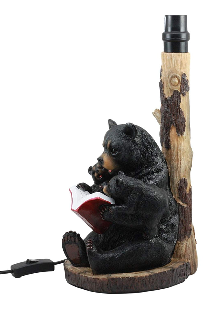 Ebros Gift Bedtime Story Mama Bear Reading To Baby Bears Table Lamp With Printed Paw Shade