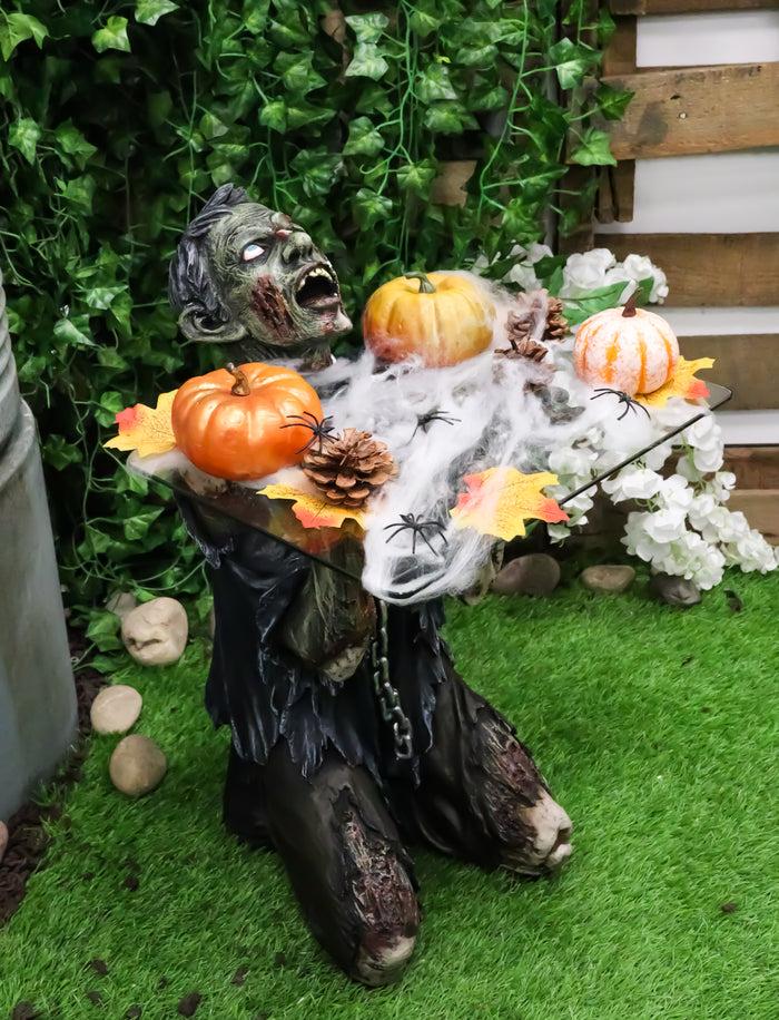 ebros gift Begging Chained Slave Walking Undead Zombie Side Table With Glass 22.5"H Decor