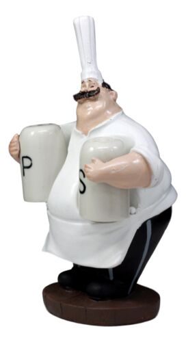 Ebros Gift Big Chef Mario With Tall Hat Salt And Pepper Shakers Holder Figurine 6.25"H