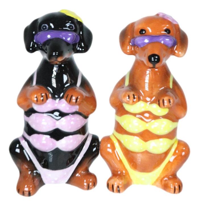 Ebros Gift Bikini Hotties Wiener Dachshund Lady Dogs With Shades Salt And Pepper Shakers