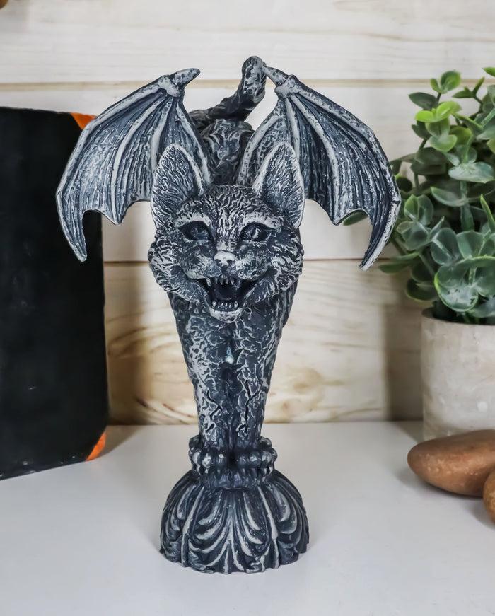 Ebros Gift Bizarre Gothic Bat Winged Vampire Cat Gargoyle Statue 7"H Stoic Feline Guardian