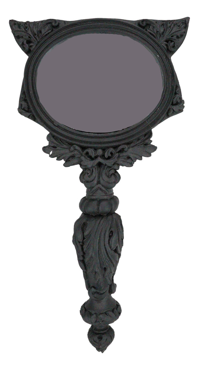 Ebros Gift Black Ancient Wicca Triple Goddess Sacred Cat Bastet Sculptural Hand Mirror