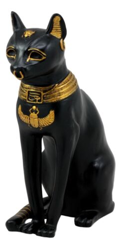 Ebros Gift Black And Gold Bastet Cat Statue Ubasti Egyptian Goddess Of Protection & Home