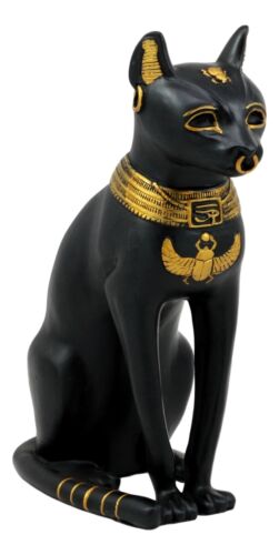 Ebros Gift Black And Gold Bastet Cat Statue Ubasti Egyptian Goddess Of Protection & Home