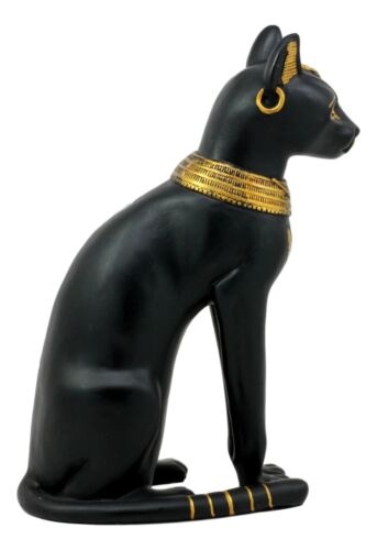 Ebros Gift Black And Gold Bastet Cat Statue Ubasti Egyptian Goddess Of Protection & Home
