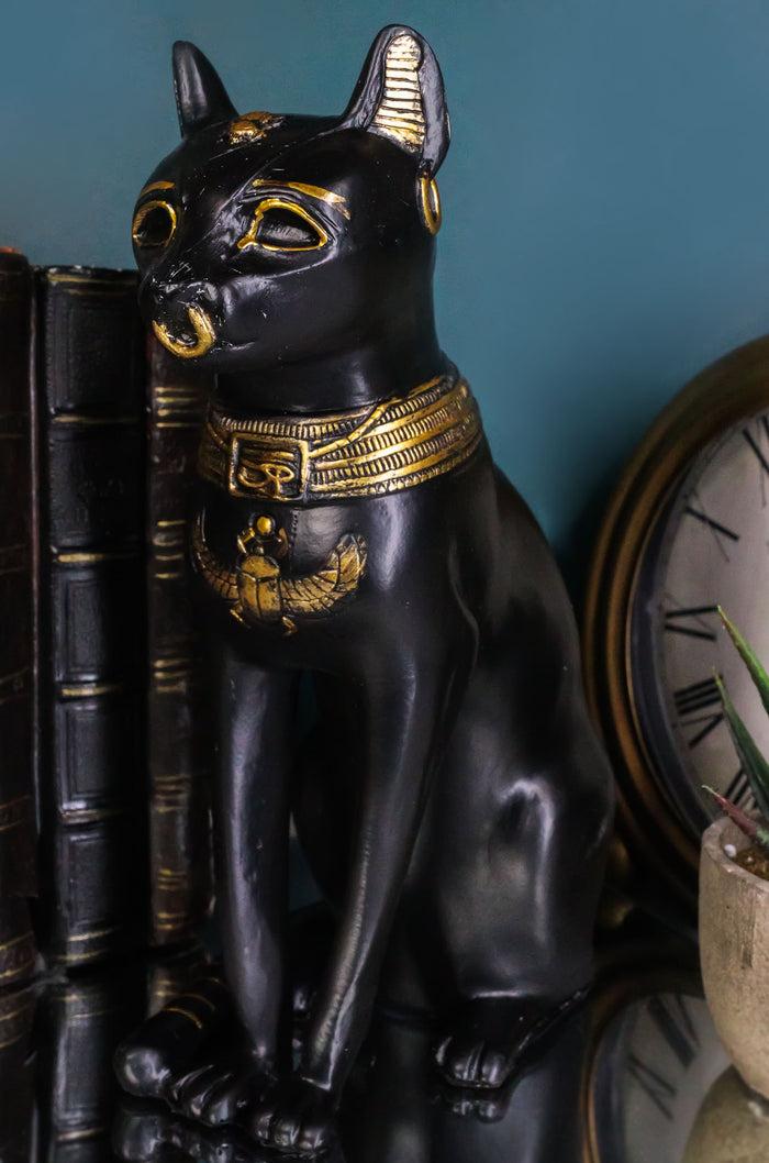ebros gift Black And Gold Bastet Cat Statue Ubasti Egyptian Goddess Of Protection & Home