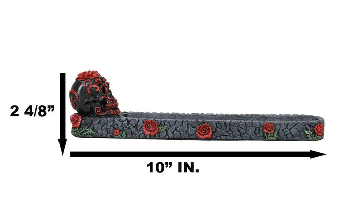 Ebros Gift Black And Red Day Of The Dead Tribal Tattoo Sugar Skull Incense Burner Holder