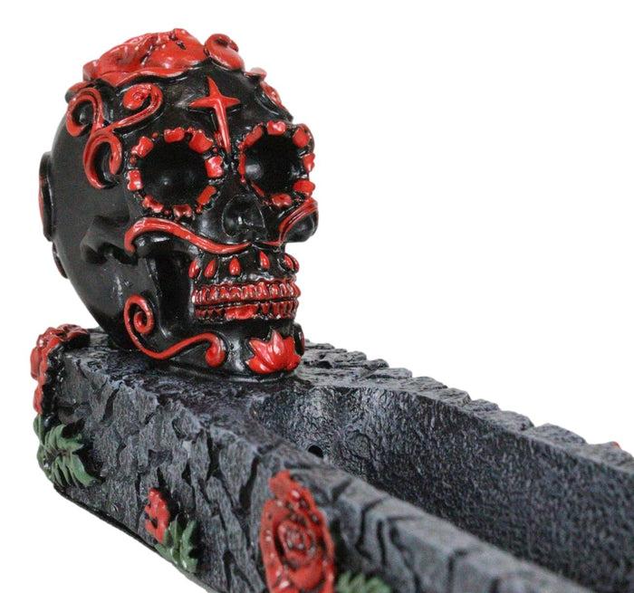 Ebros Gift Black And Red Day Of The Dead Tribal Tattoo Sugar Skull Incense Burner Holder