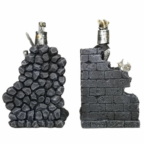 Ebros Gift Black And White Medieval Crusader Knight Bookends Statue 7.5"H Set Suit Of Armor