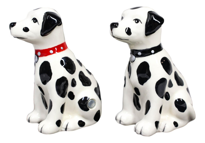 Ebros Gift Black And White Spotted Dalmatian Dogs Puppies Magnetic Salt Pepper Shakers Set