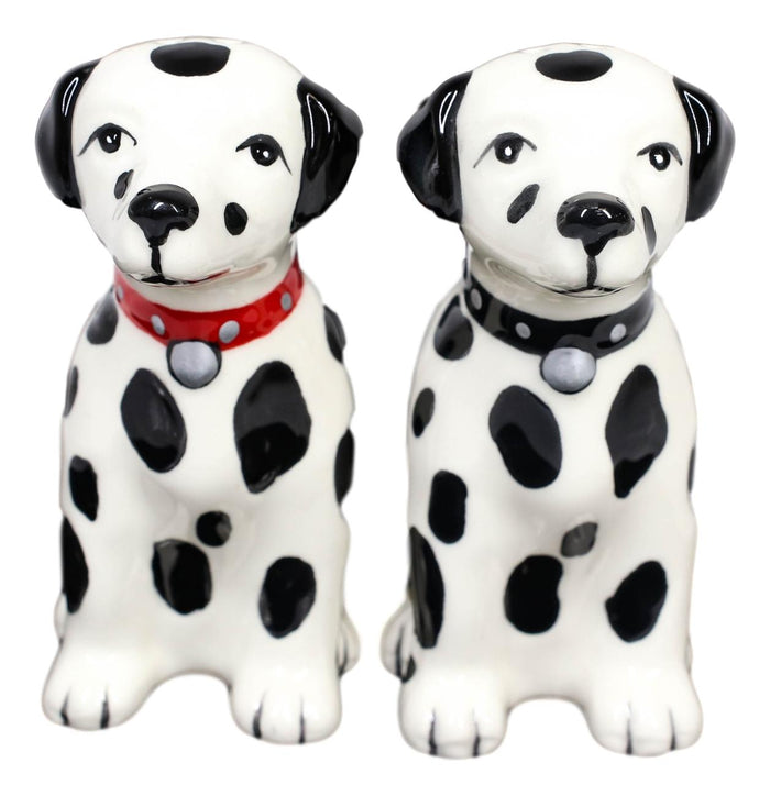 Ebros Gift Black And White Spotted Dalmatian Dogs Puppies Magnetic Salt Pepper Shakers Set