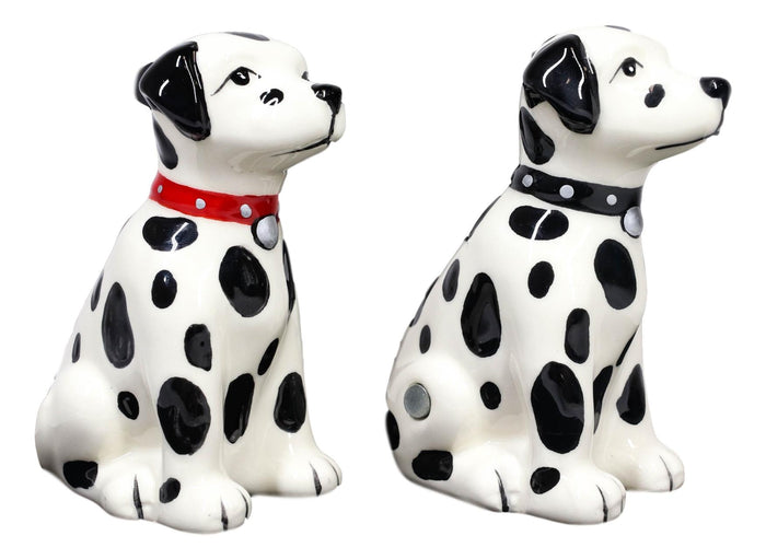 Ebros Gift Black And White Spotted Dalmatian Dogs Puppies Magnetic Salt Pepper Shakers Set