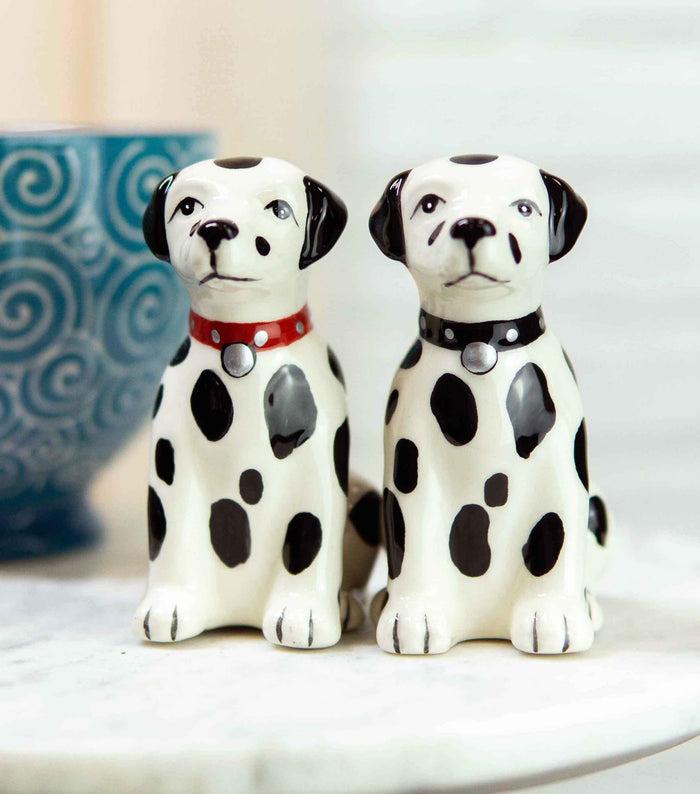 ebros gift Black And White Spotted Dalmatian Dogs Puppies Magnetic Salt Pepper Shakers Set