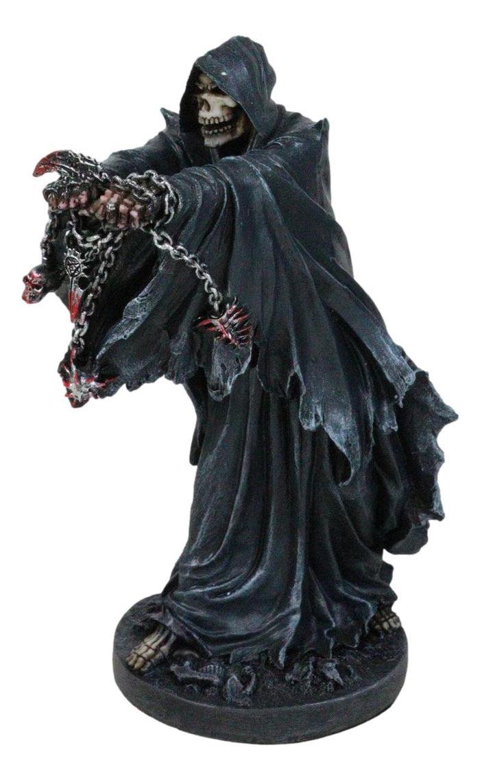 Ebros Gift Black Angel Of Death Grim Reaper With Chains Carved Knuckles Game Over Figurine