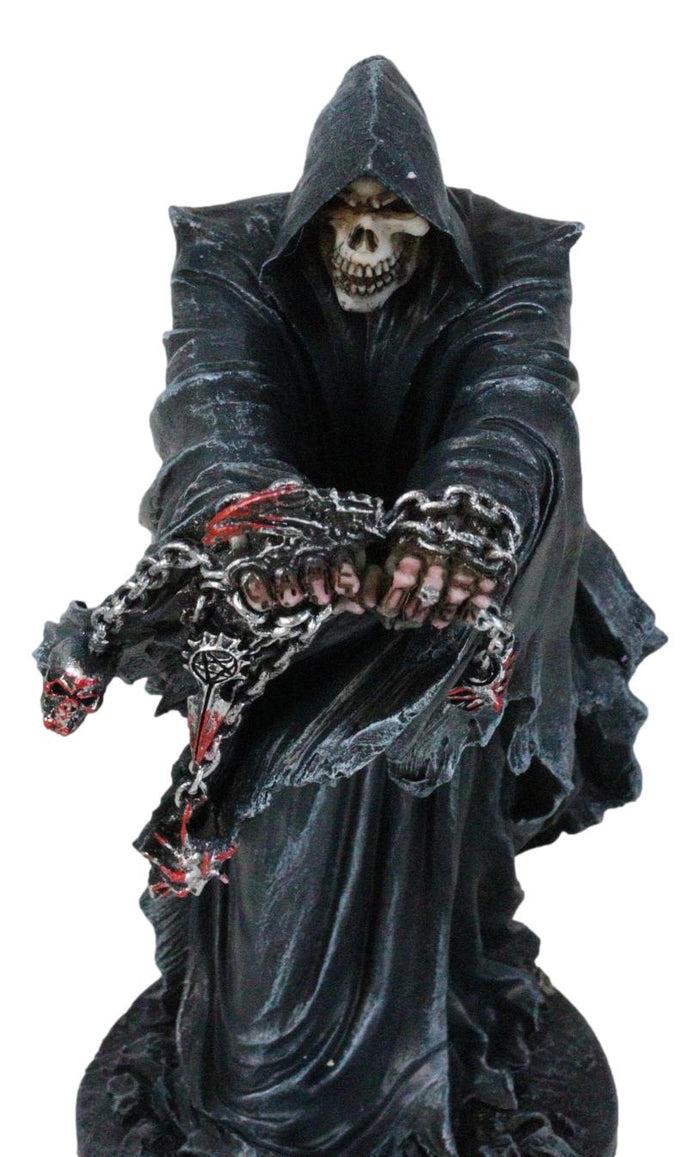Ebros Gift Black Angel Of Death Grim Reaper With Chains Carved Knuckles Game Over Figurine