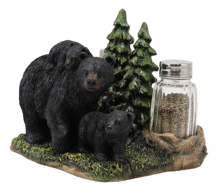 Ebros Gift Black Bear And Cubs Strolling The Forest Paper Napkin Salt Pepper Shakers Holder