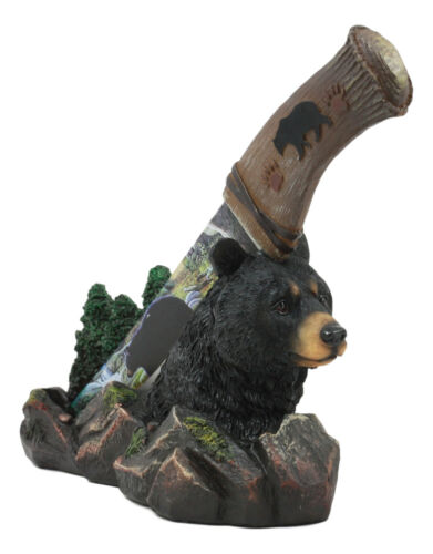 Ebros Gift Black Bear In Mountain Forest Landscape Statue With Large Letter Opener Dagger