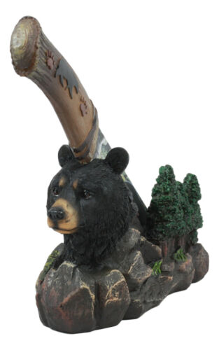 Ebros Gift Black Bear In Mountain Forest Landscape Statue With Large Letter Opener Dagger