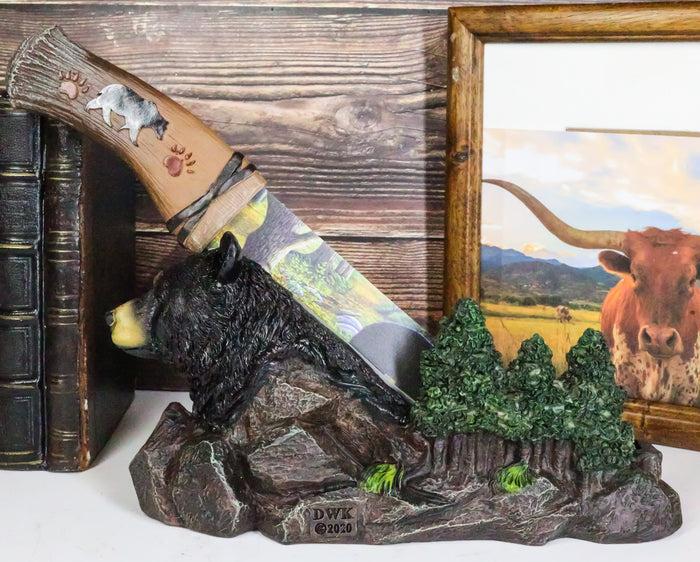 ebros gift Black Bear In Mountain Forest Landscape Statue With Large Letter Opener Dagger