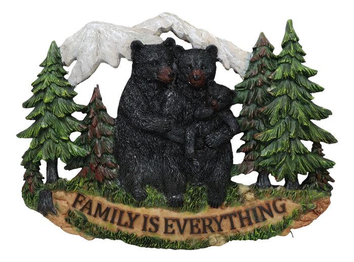 ebros gift Black Bear Papa Mama And Cub Family Is Everything By Pine Tree Forest Wall Decor