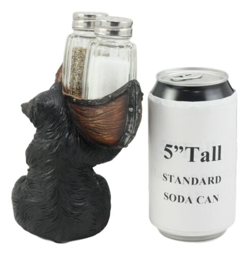 Ebros Gift Black Bear Salt And Pepper Shakers Set 5"H Papa Bear Carrying A Canoe Statue