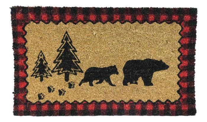 ebros gift Black Bears On Pine Forest Trail Coir Coconut Fiber Floor Mat Doormat 29"X17"