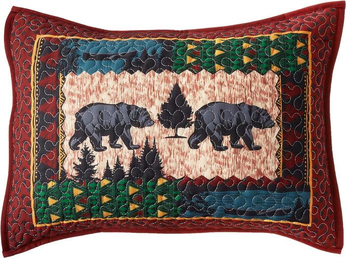 Ebros Gift Black Bears Pine Trees Forest Quilted Throw Blanket And 2 Pillow Shams Queen Set